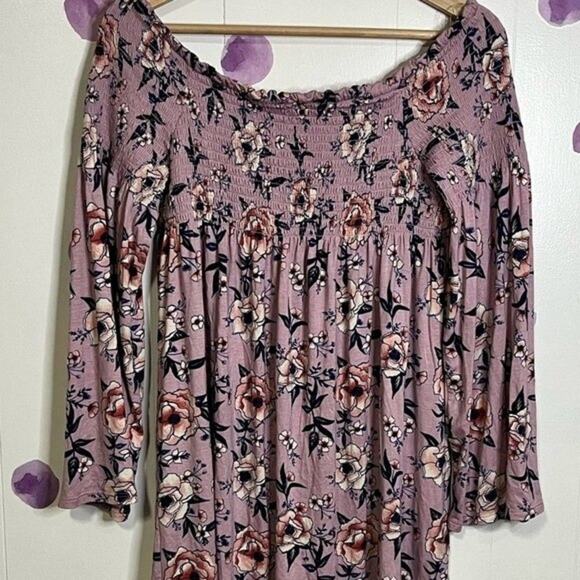 Xhilaration Mauve Rose Floral Boho Mini Dress Size M - Picture 4 of 4